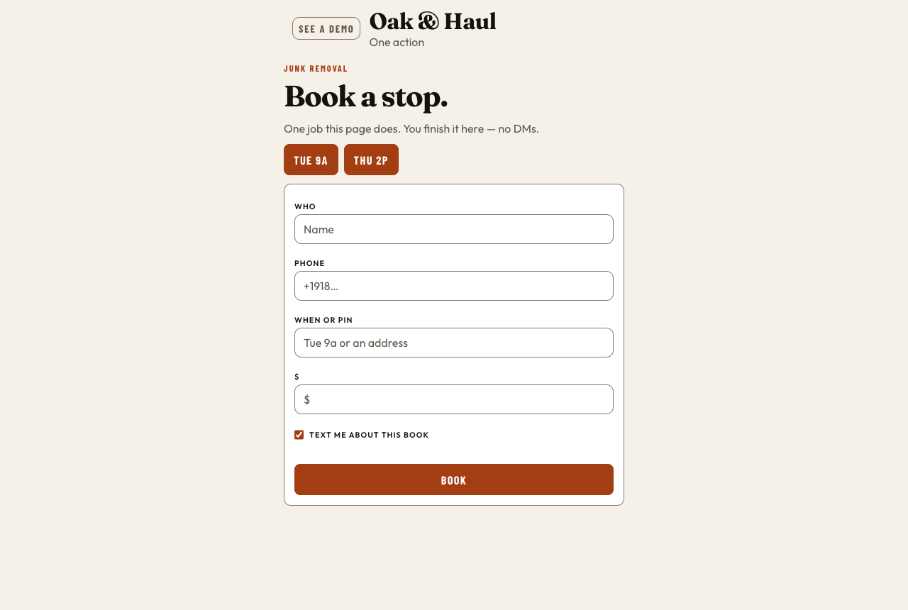 Take Lunch website — book a stop